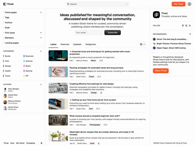 Thread Ghost theme preview